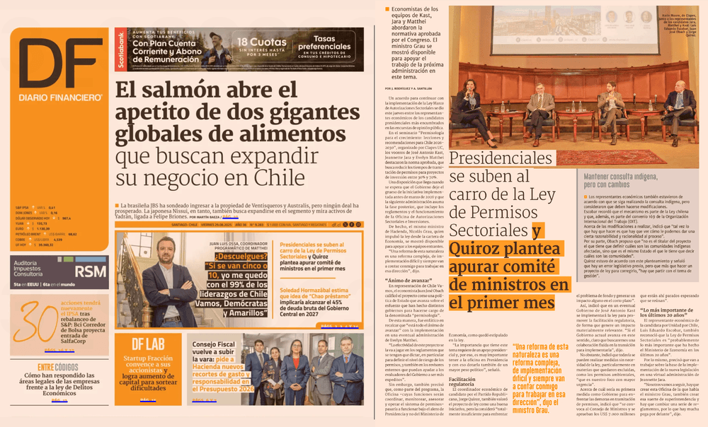 Presidenciales se suben al carro de la Ley de Permisos sectoriales y Quiroz plantea apurar comité de ministros en el primer mes