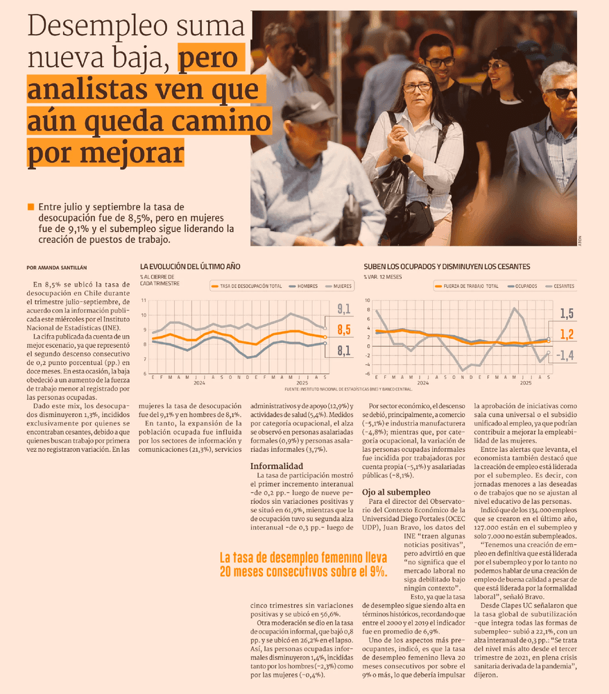 Desempleo suma nueva baja, pero analistas ven que aún queda camino por mejorar