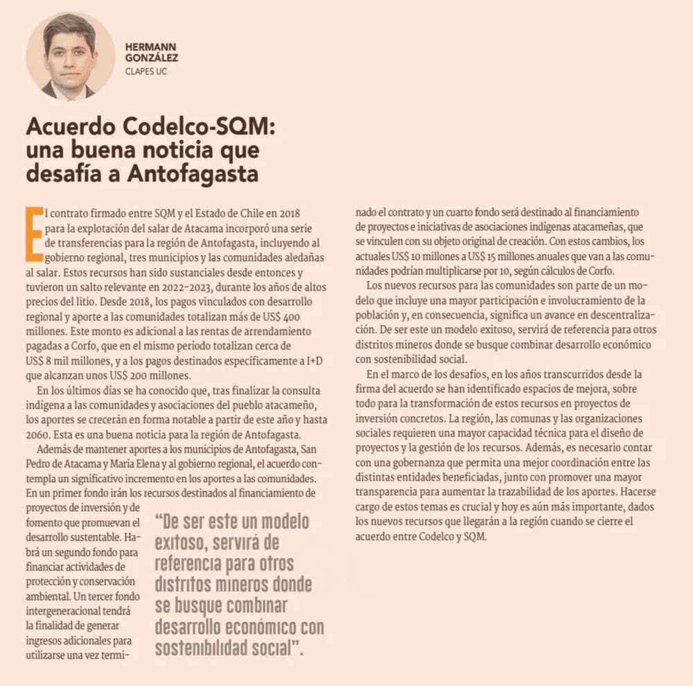 Acuerdo Codelco-SQM: una buena noticia que desafía a Antofagasta