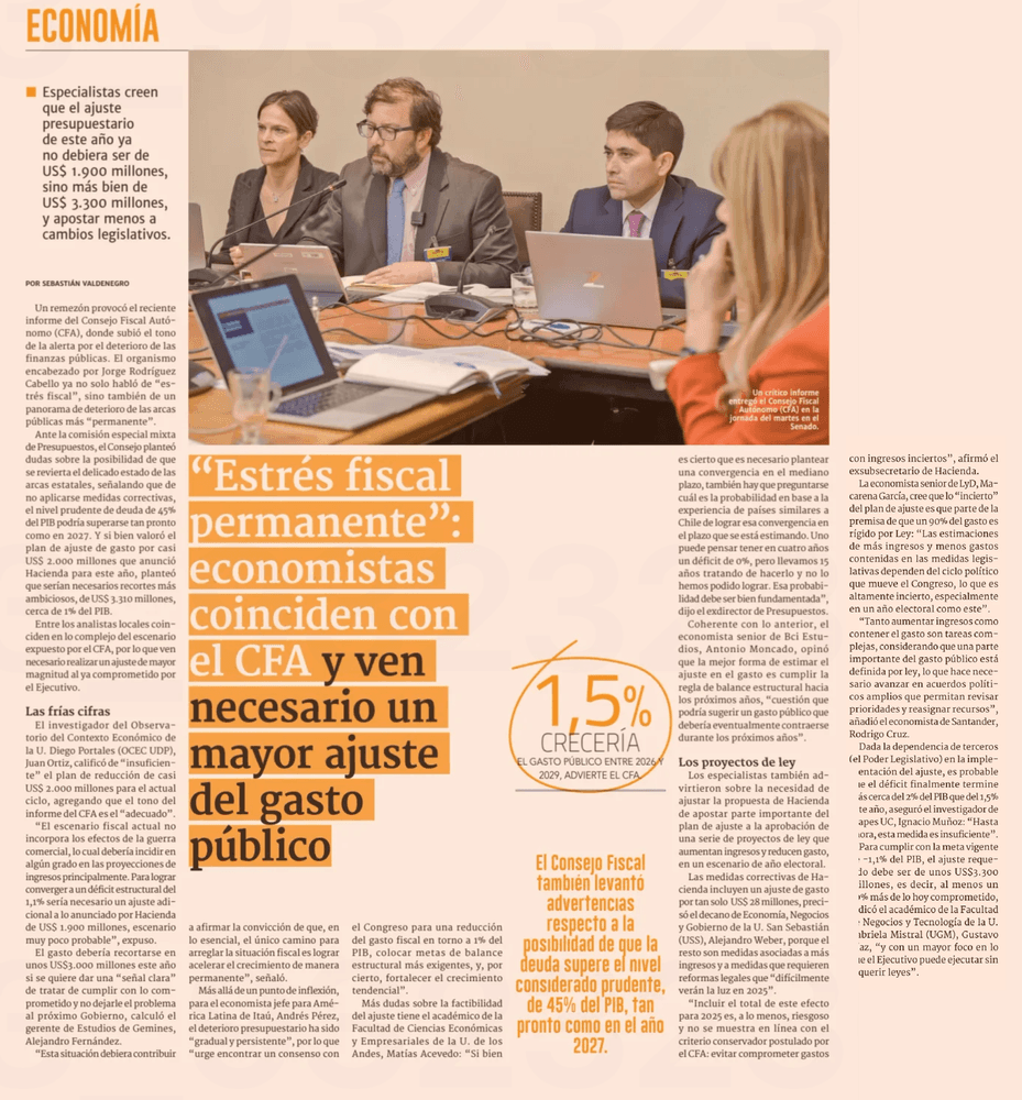 "Estrés fiscal permanente": economistas coinciden con el CFA y ven necesario un mayor ajuste del gasto público