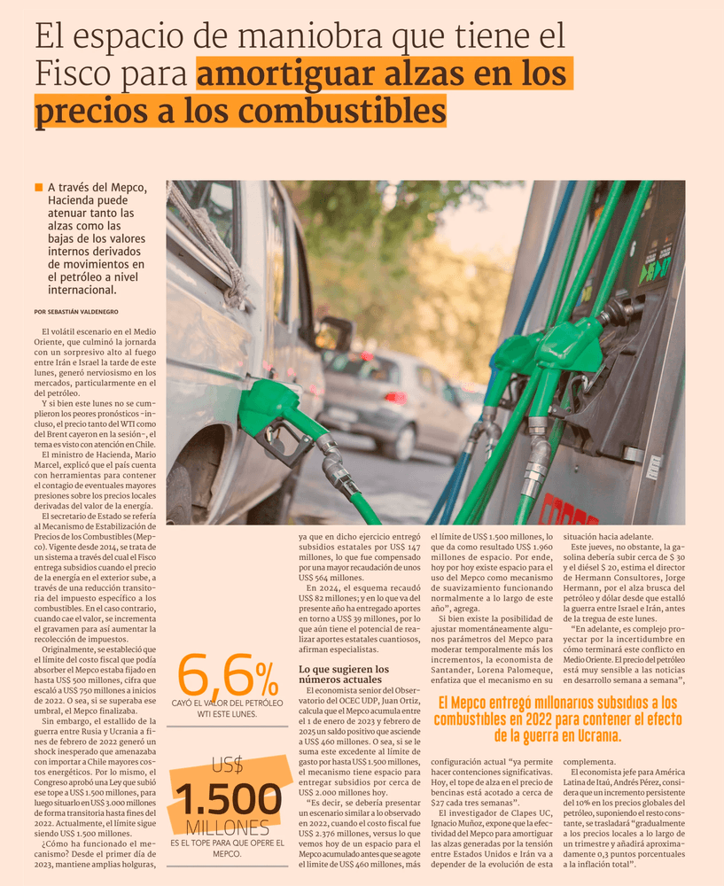 El espacio de maniobra que tiene el Fisco para amortiguar alzas en los precios a los combustibles