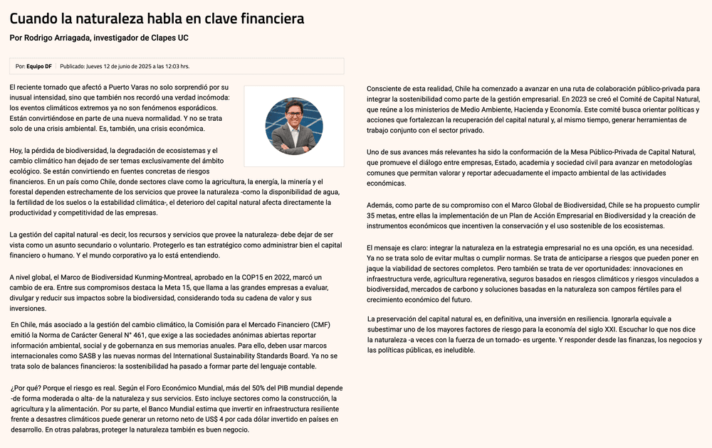 Cuando la naturaleza habla en clave financiera