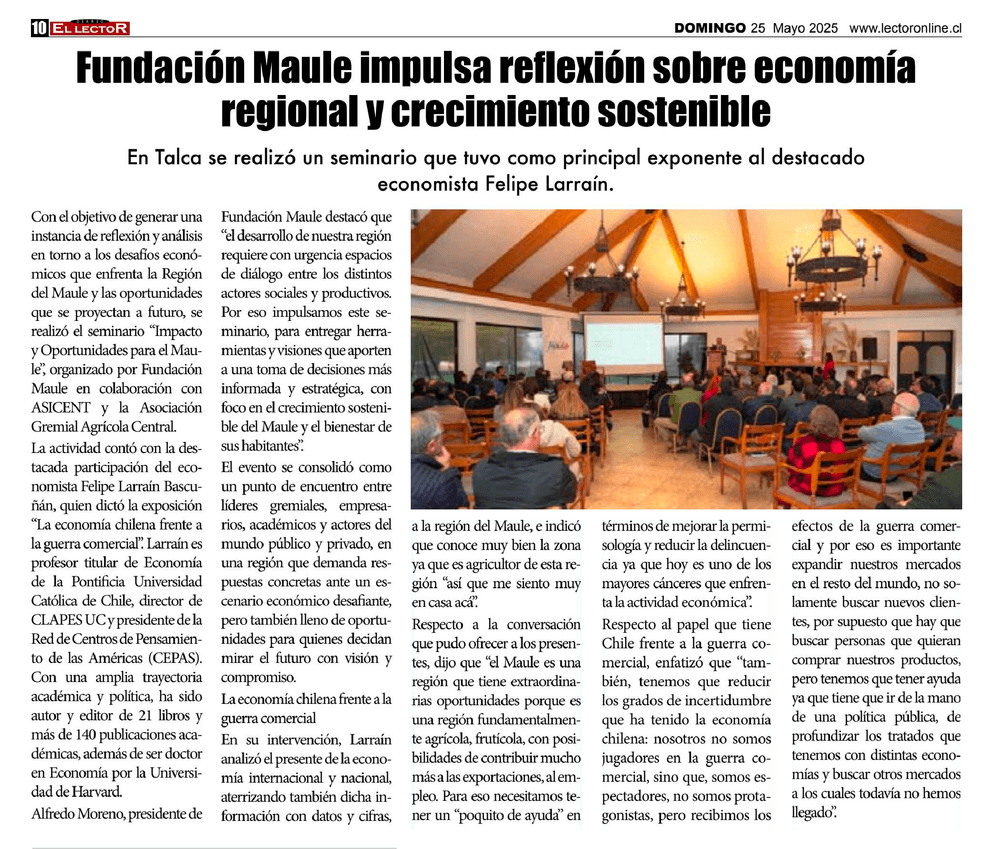 Fundación Maule impulsa reflexión sobre economía regional y crecimiento sostenible