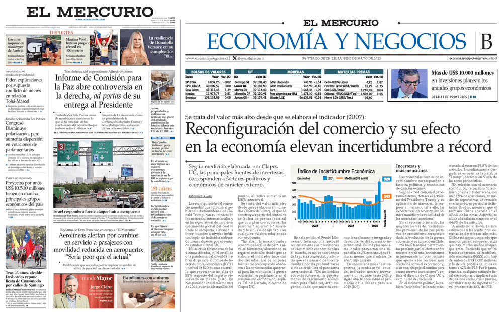 Reconfiguración del comercio y su efecto en la economía elevan incertidumbre a récord