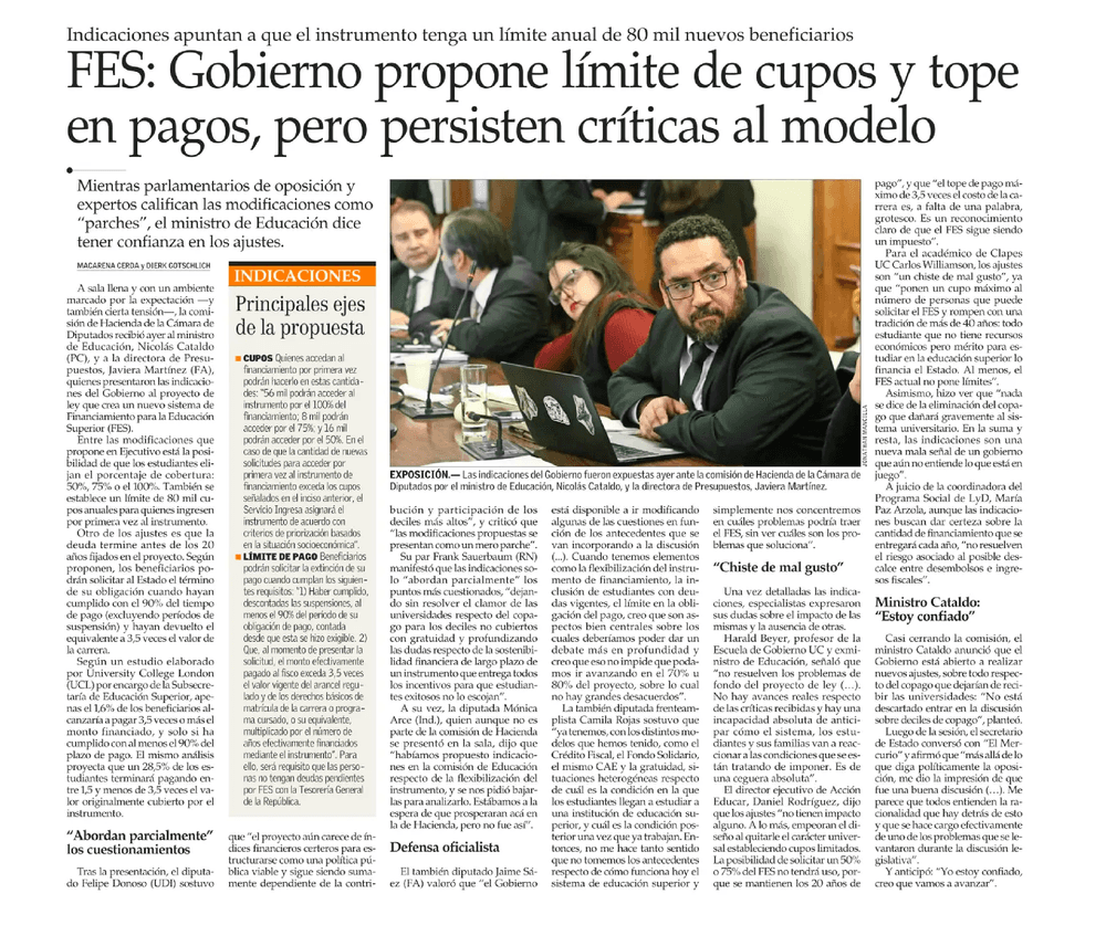FES: Gobierno propone límite de cupos y tope en pagos, pero persisten críticas al modelo