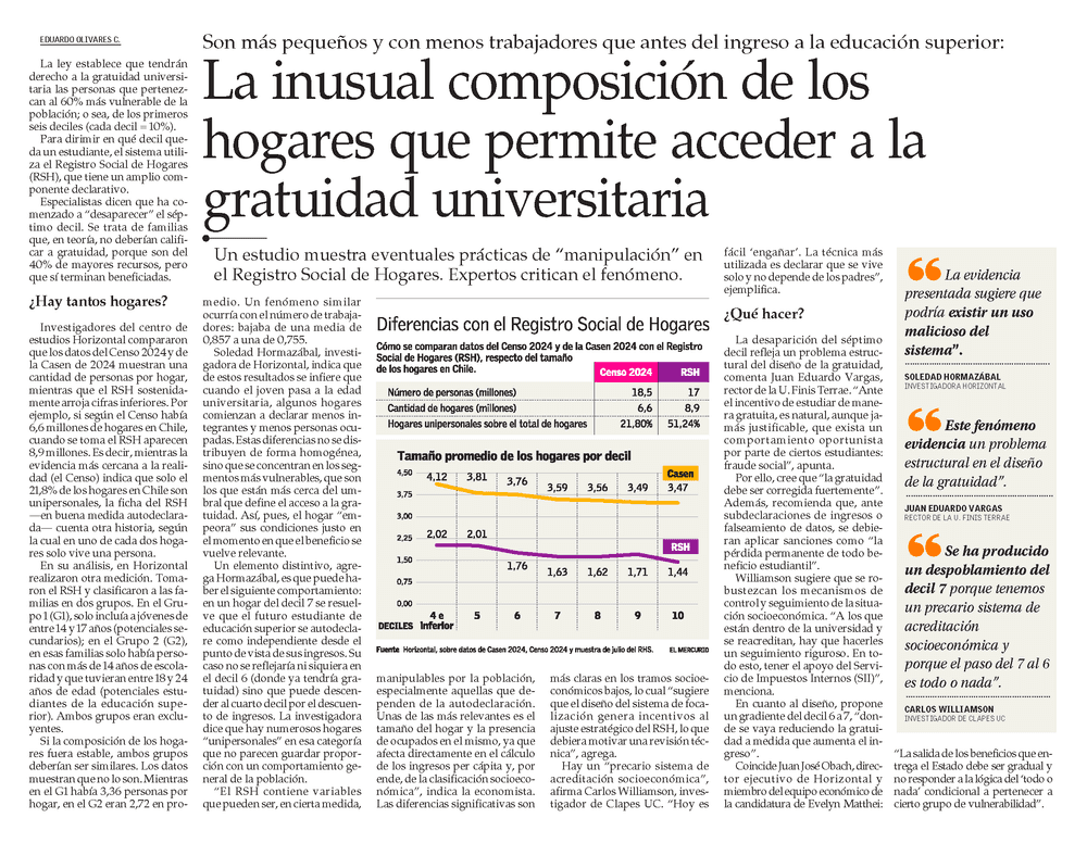 La inusual composición de los hogares que permite acceder a la gratuidad universitaria