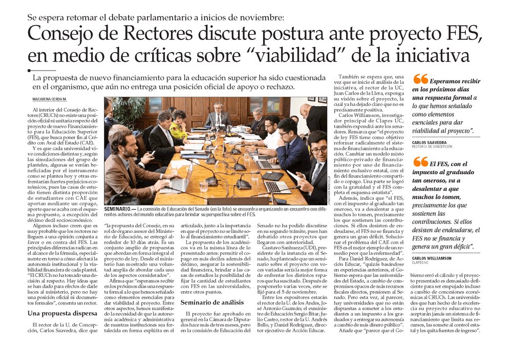Consejo de Rectores discute postura ante proyecto FES, en medio de críticas sobre “viabilidad” de la iniciativa