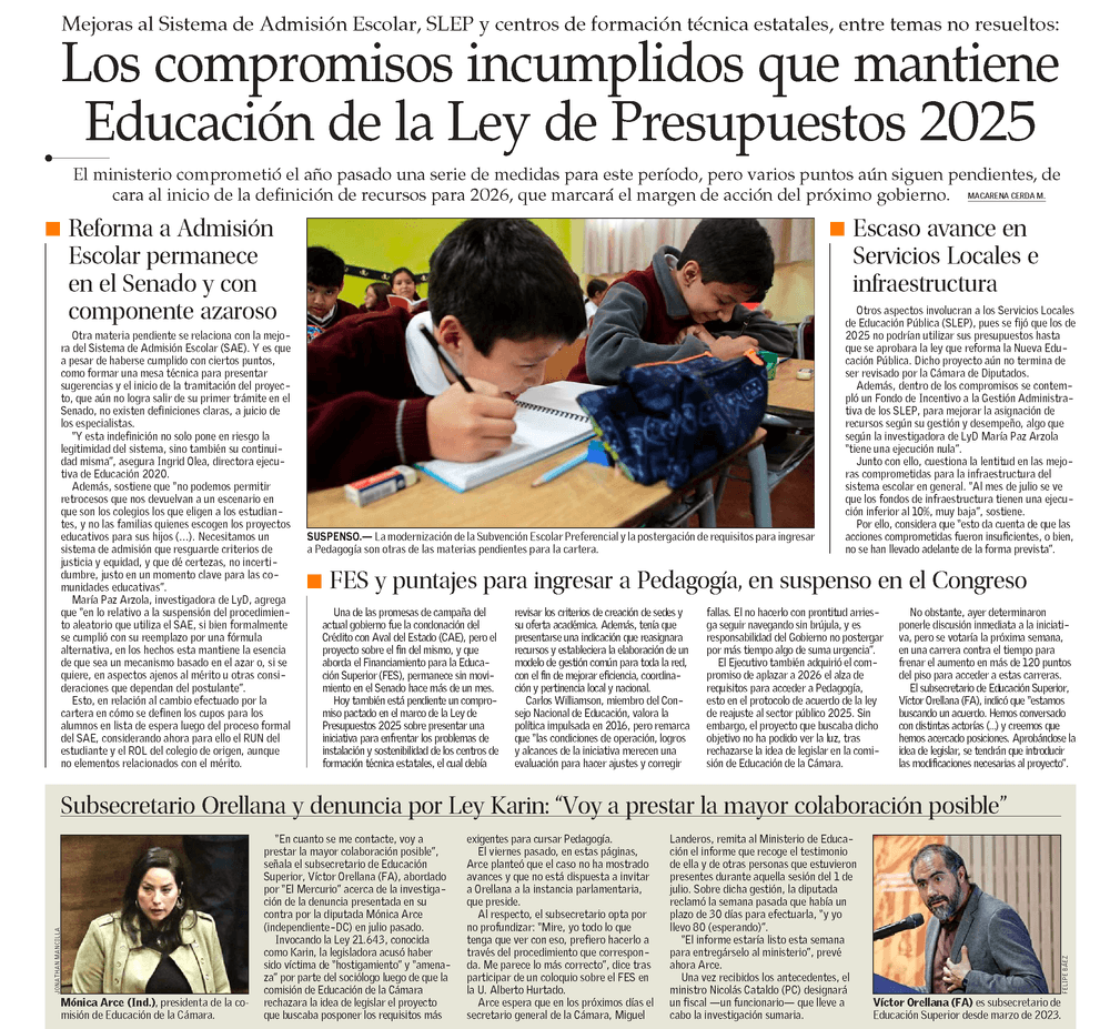 Los compromisos incumplidos que mantiene Educación de la Ley de Presupuestos 2025