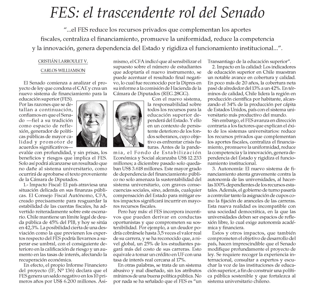 FES: el trascendente rol del Senado 