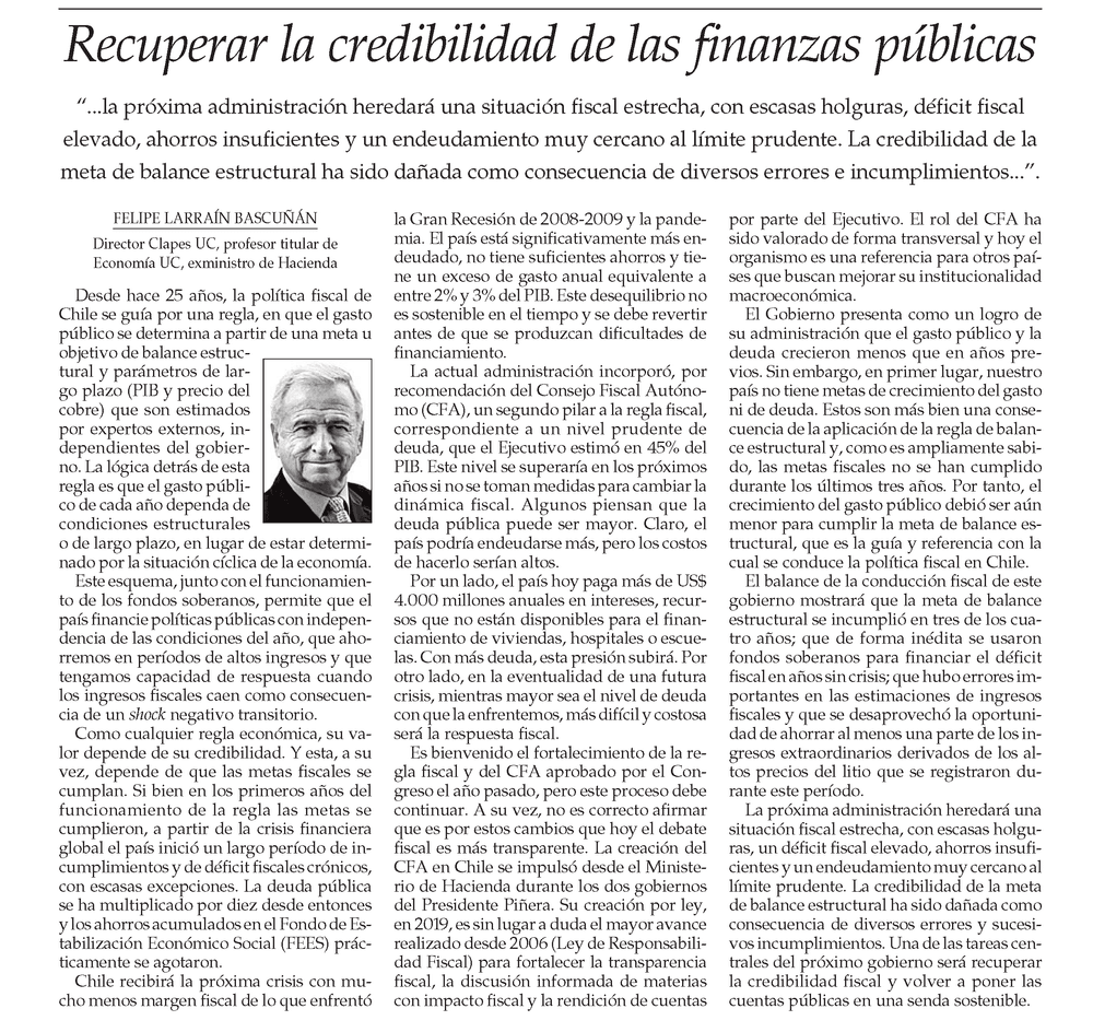 Recuperar la credibilidad de las finanzas públicas 