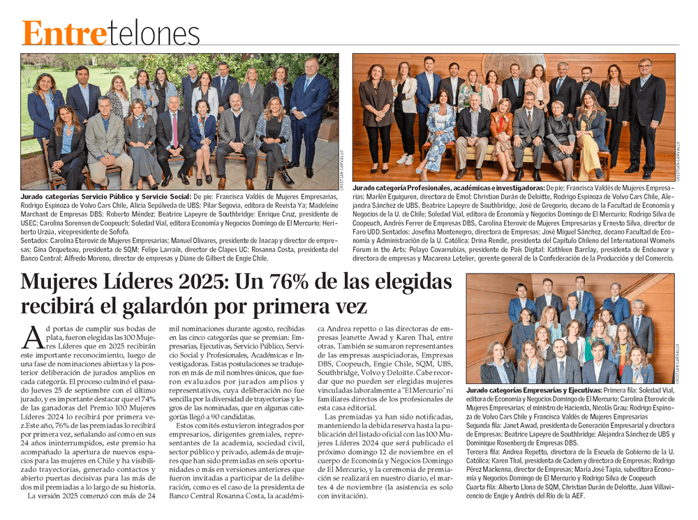 Mujeres Líderes 2025: Un 76% de las elegidas recibirá el galardón por primera vez