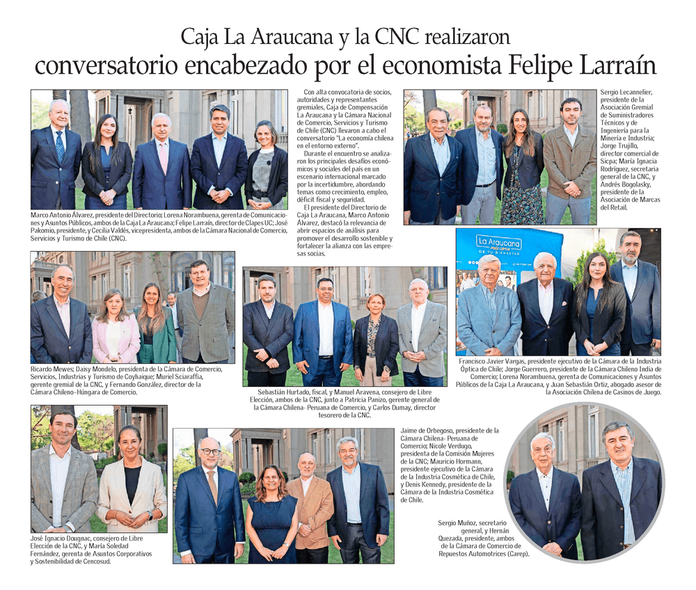 Caja La Araucana y la CNC realizaron conversatorio encabezado por el economista Felipe Larraín