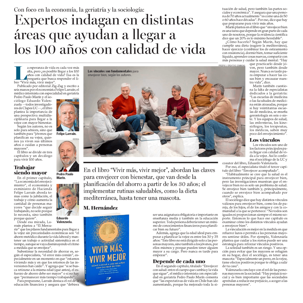 Expertos indagan en distintas áreas que ayudan a llegar a los 100 años con calidad de vida