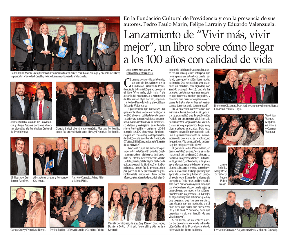Lanzamiento de “Vivir más, vivir mejor”, un libro sobre cómo llegar a los 100 años con calidad de vida