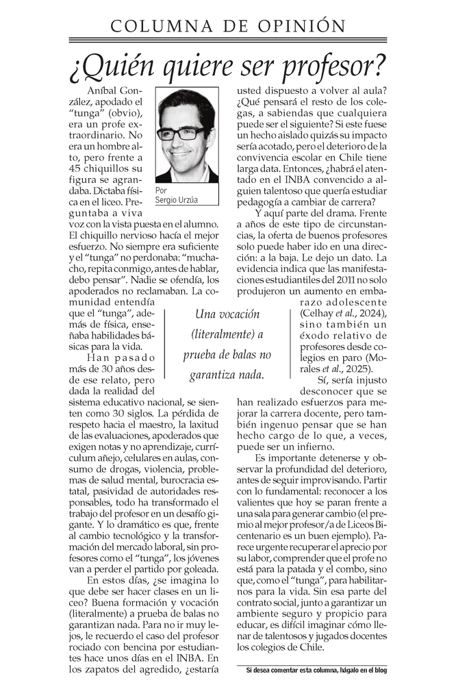 ¿Quién quiere ser profesor?