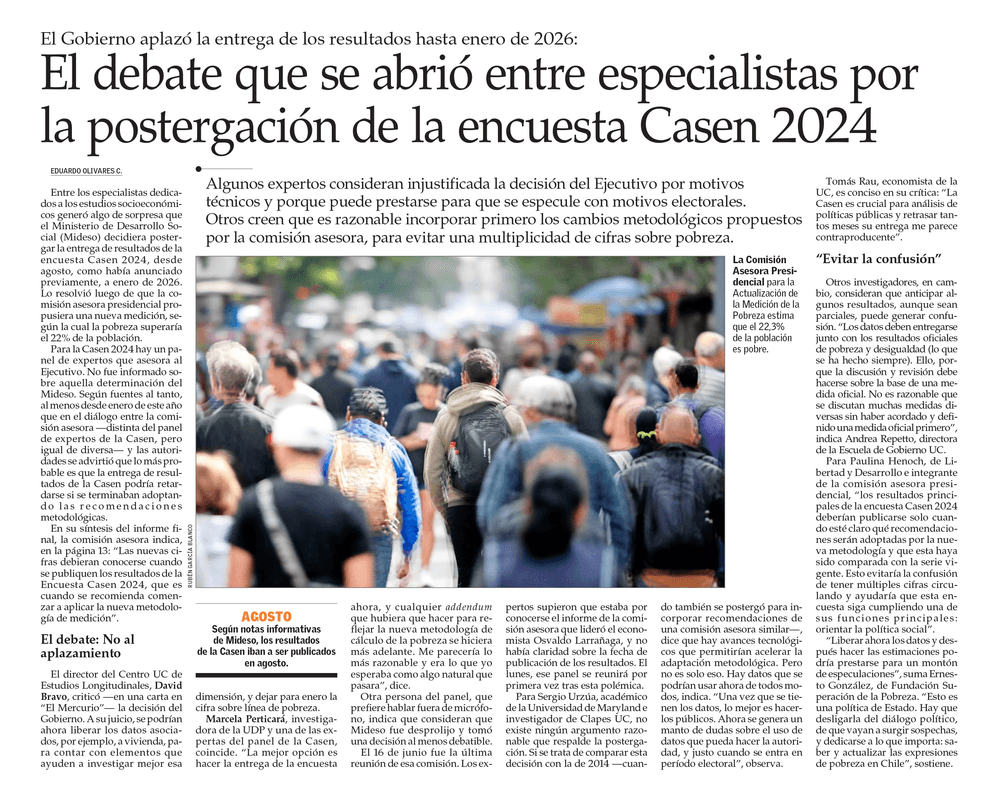 El debate que se abrió entre especialistas por la postergación de la encuesta Casen 2024