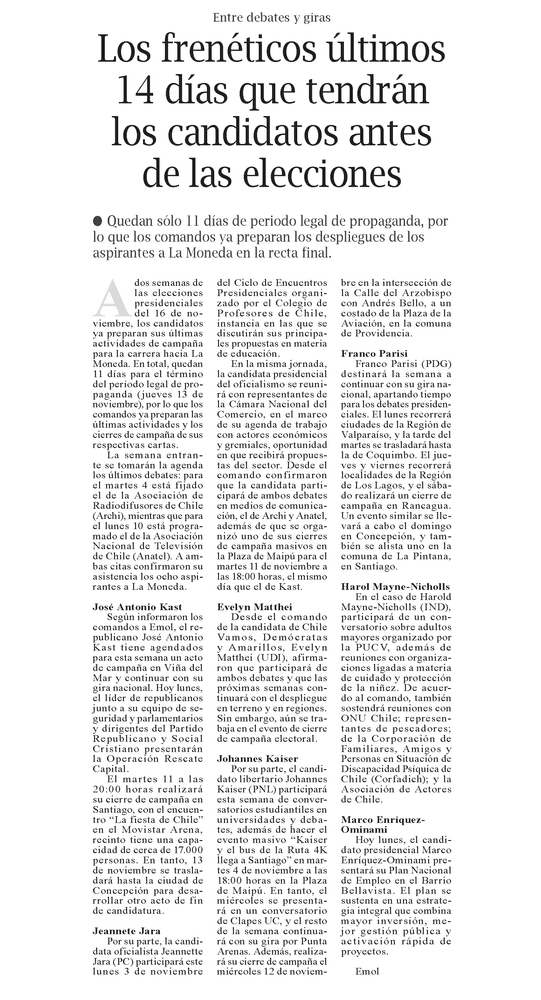 Los frenéticos últimos 14 días que tendrán los candidatos antes de las elecciones