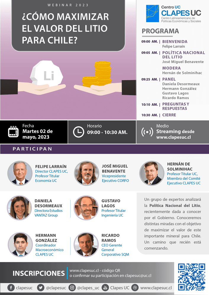 Webinar CLAPES UC: ¿Cómo maximizar el valor del litio para Chile?