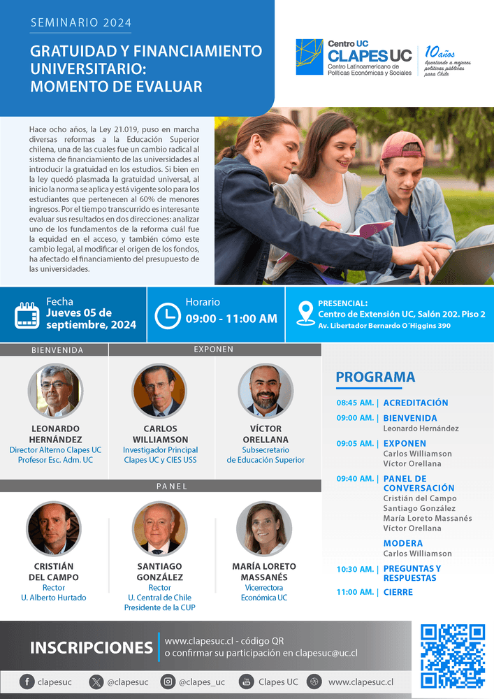 Seminario Clapes UC: "Gratuidad y Financiamiento Universitario: Momento de Evaluar"