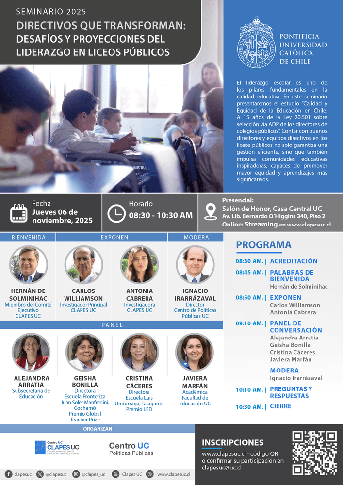 Seminario CLAPES UC: Directivos que transforman: desafíos y proyecciones del liderazgo en liceos públicos