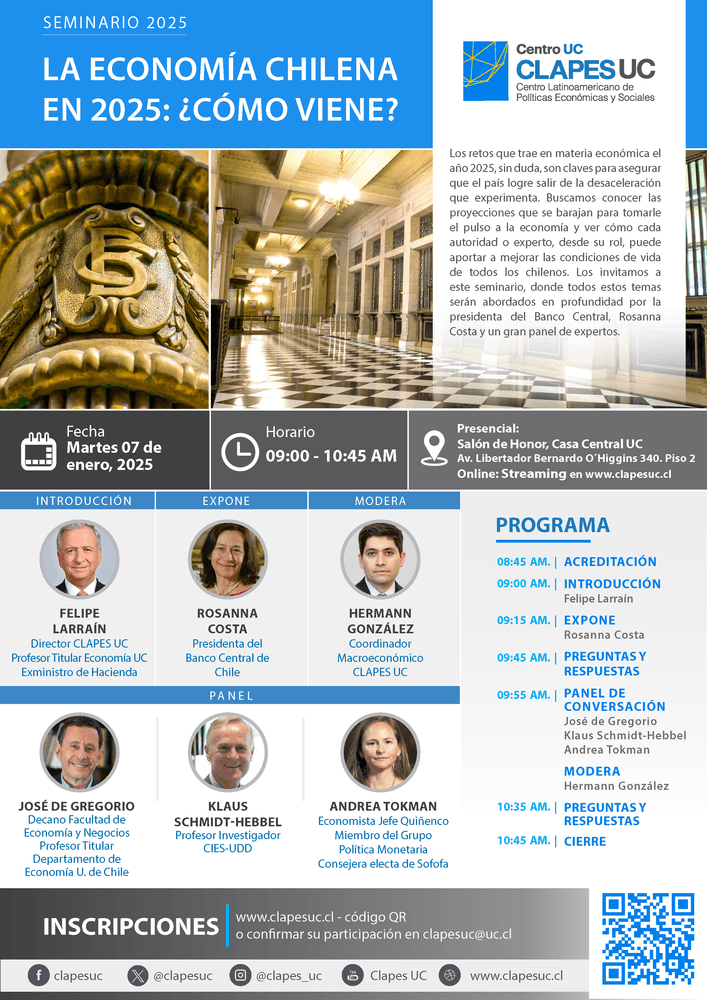 Seminario Clapes UC: La economía chilena en 2025: ¿cómo viene? 