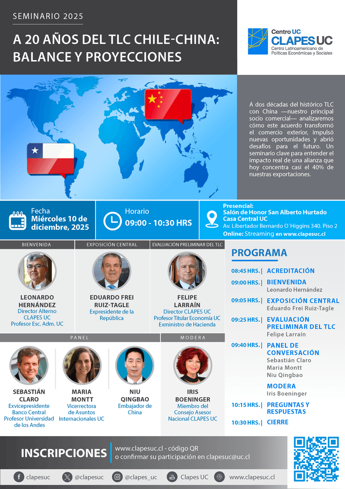 Seminario CLAPES UC: A 20 años del TLC Chile-China: balance y proyecciones