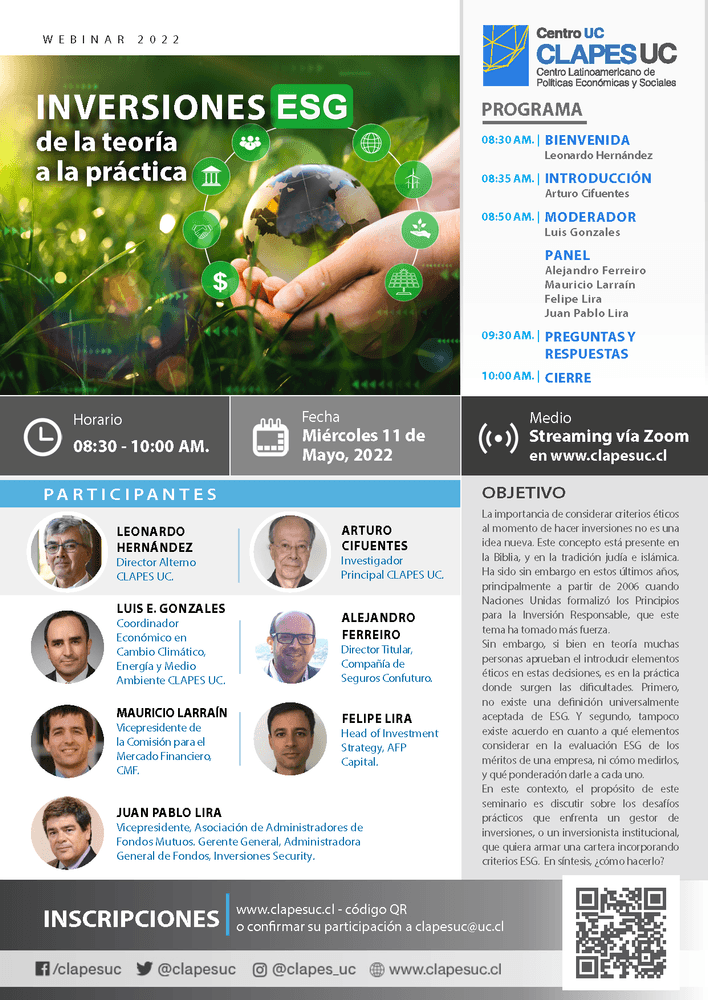 Webinar CLAPES UC: "INVERSIONES ESG de la teoría a la práctica"