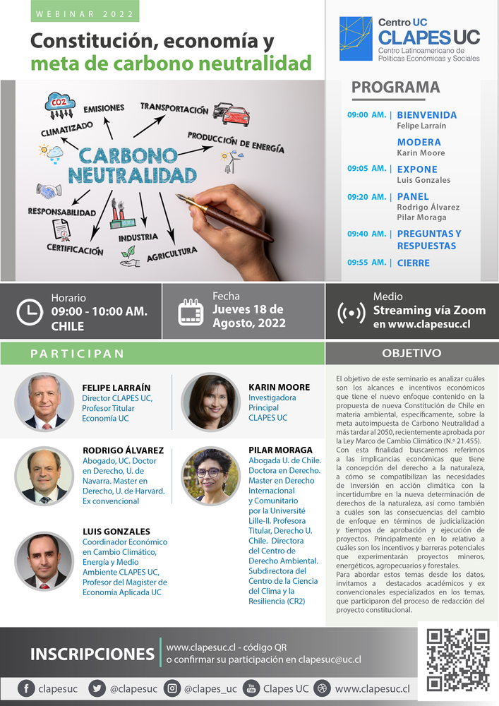 Webinar CLAPES UC: "Constitución, economía y meta de carbono neutralidad"
