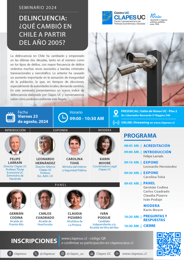 Seminario Clapes UC: "Delincuencia: ¿qué cambió en Chile a partir del año 2005?"
