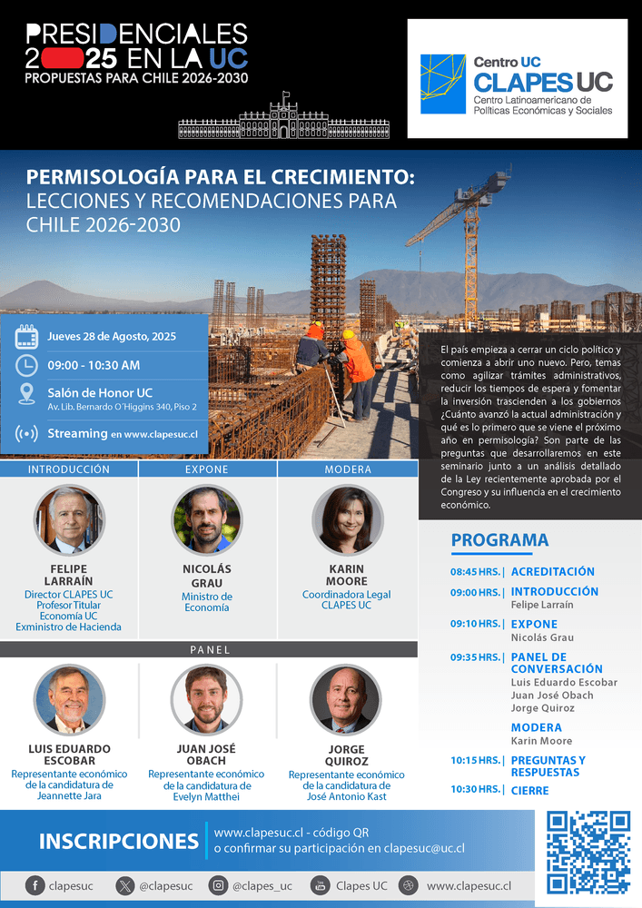 Seminario CLAPES UC: Permisología para el crecimiento: lecciones y recomendaciones para Chile 2026-2030