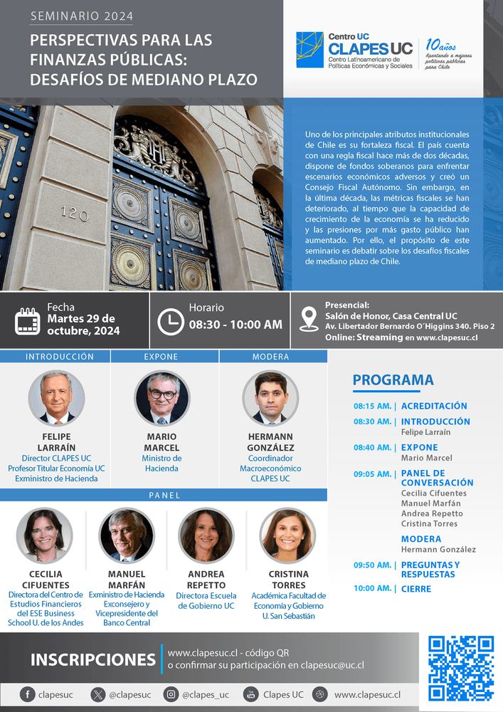 Seminario Clapes UC: "Perspectivas para las Finanzas Públicas: Desafíos de Mediano Plazo"