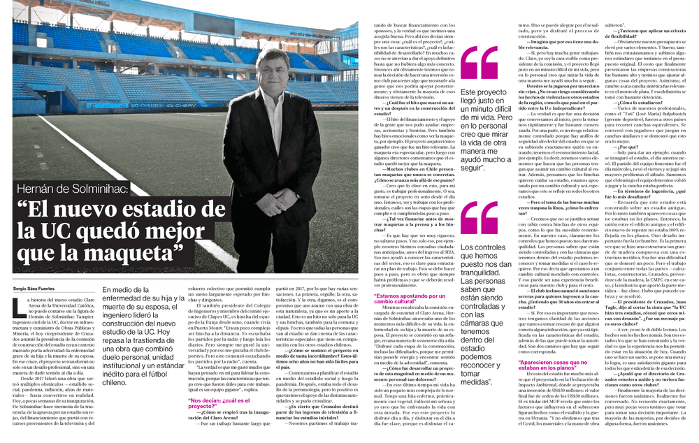 Hernán de Solminihac “El nuevo estadio de la UC quedó mejor que la maqueta”