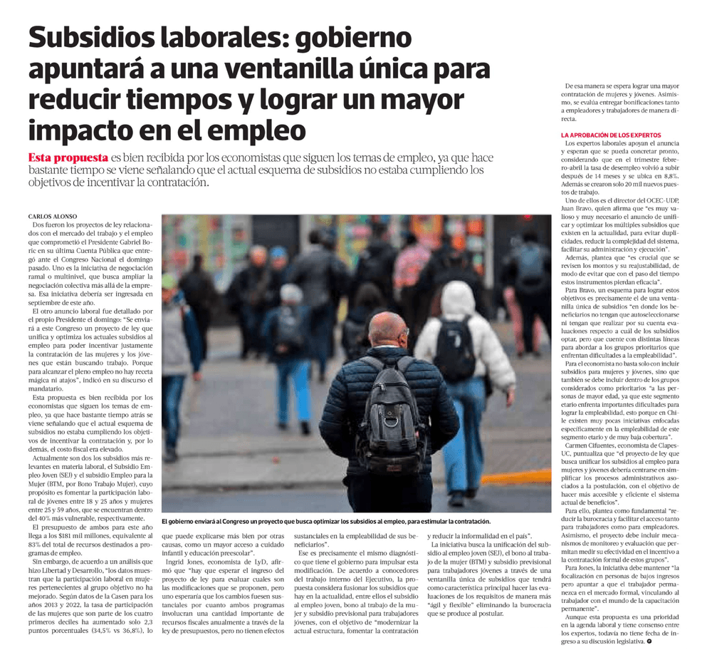 Subsidios laborales: gobierno apuntará a una ventanilla única para reducir tiempos y lograr un mayor impacto en el empleo 