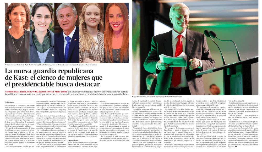 La nueva guardia republicana de Kast: el elenco de mujeres que el presidenciable busca destacar