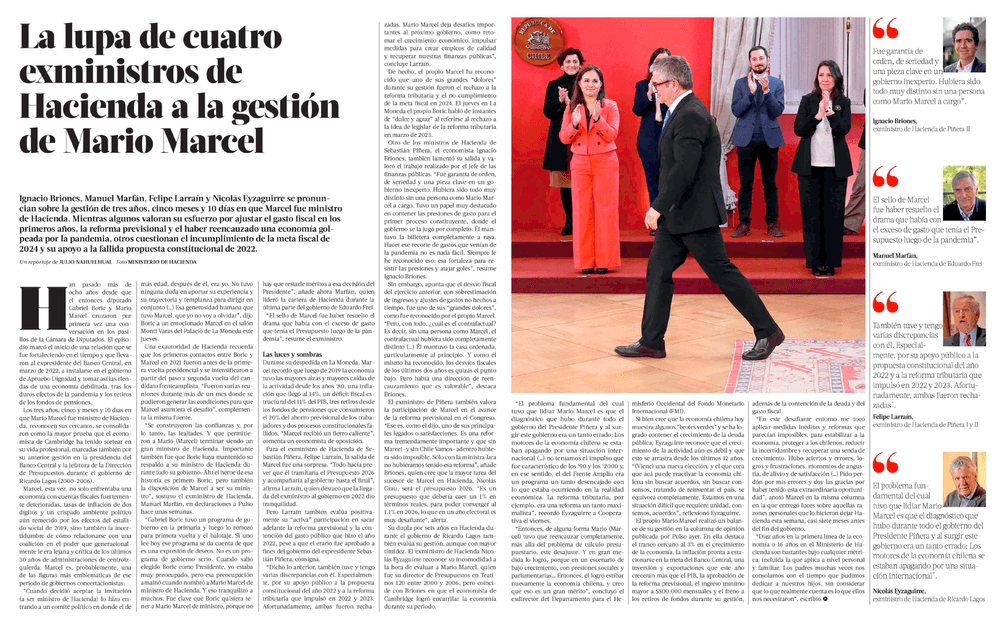 La lupa de cuatro exministros de Hacienda a la gestión de Mario Marcel
