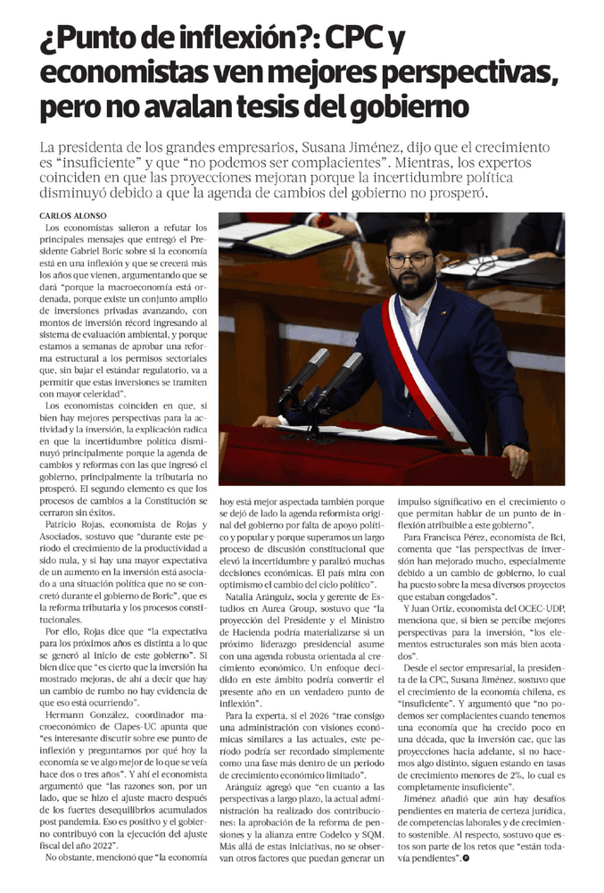 ¿Punto de inflexión?: CPC y economistas ven mejores perspectivas, pero no avalan tesis del gobierno 