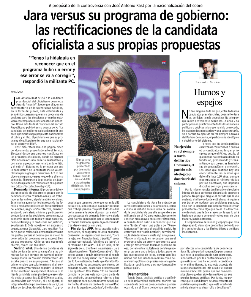 Jara versus su programa de gobierno: las rectificaciones de la candidata oficialista a sus propias propuestas