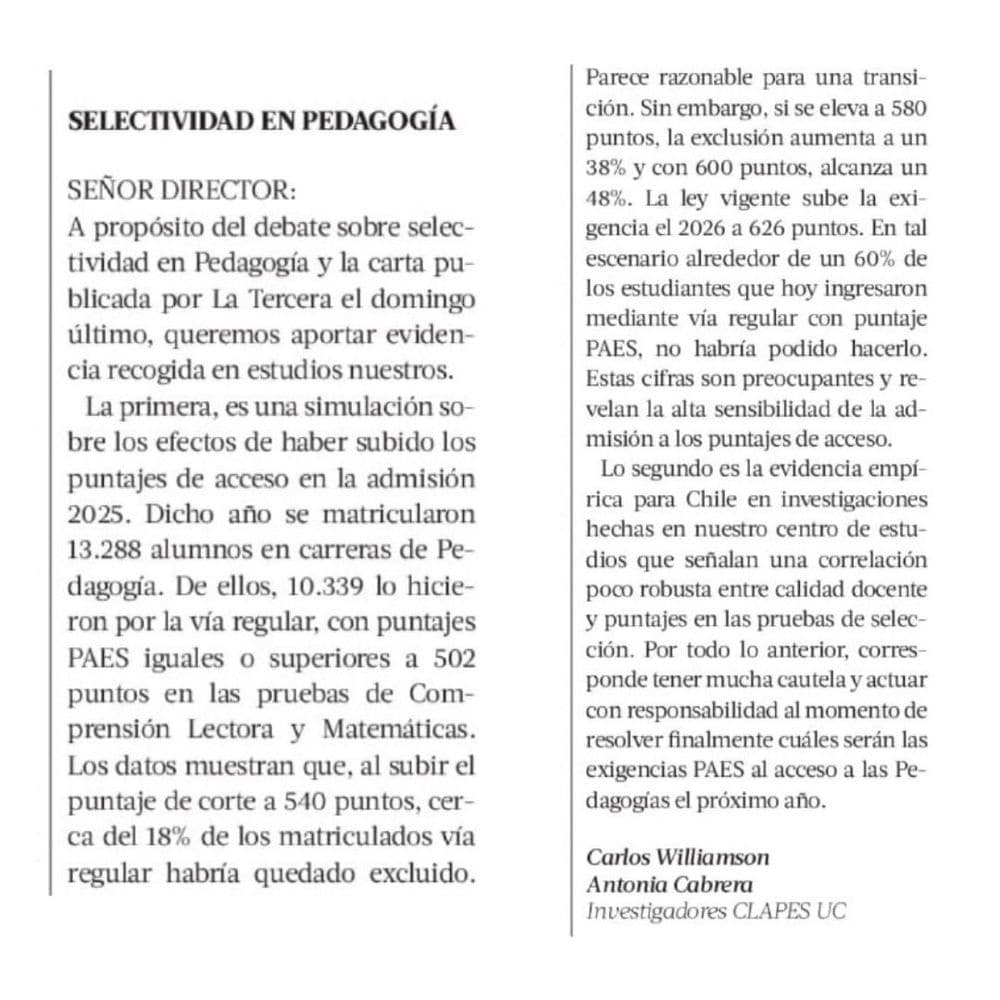 Selectividad en pedagogía