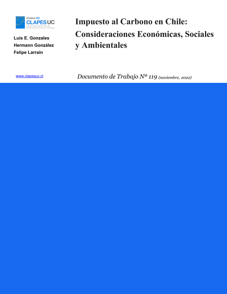 Doc. Trabajo N°119: "Impuesto al Carbono en Chile: Consideraciones Económicas, Sociales y Ambientales"