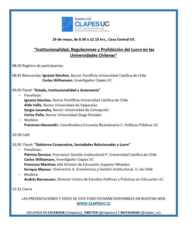 Seminario Institucionalidad, Regulaciones y Prohibición del Lucro en las Universidades Chilenas