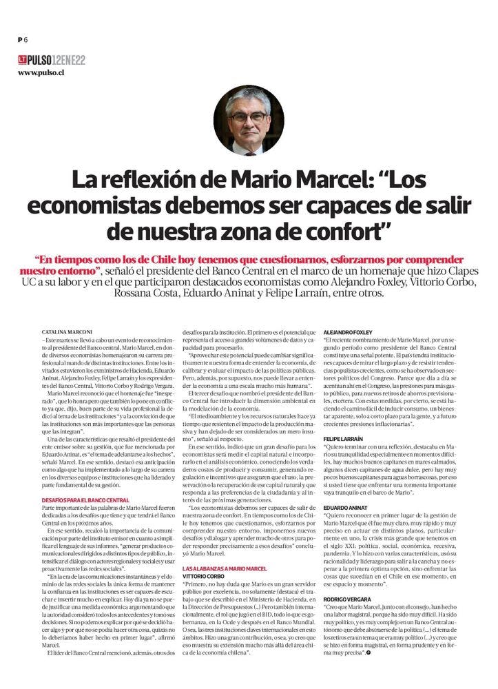 La reflexión de Mario Marcel: “Los economistas debemos ser capaces de salir de nuestra zona de confort”