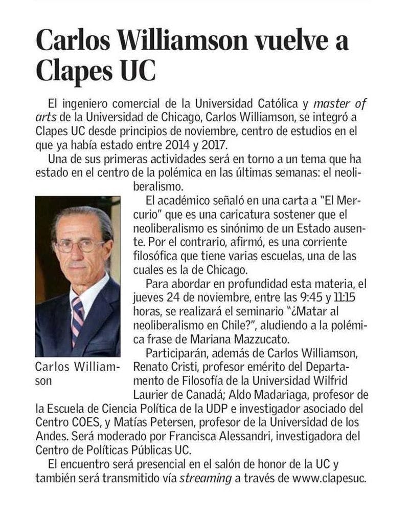 Carlos Williamson vuelve a Clapes UC