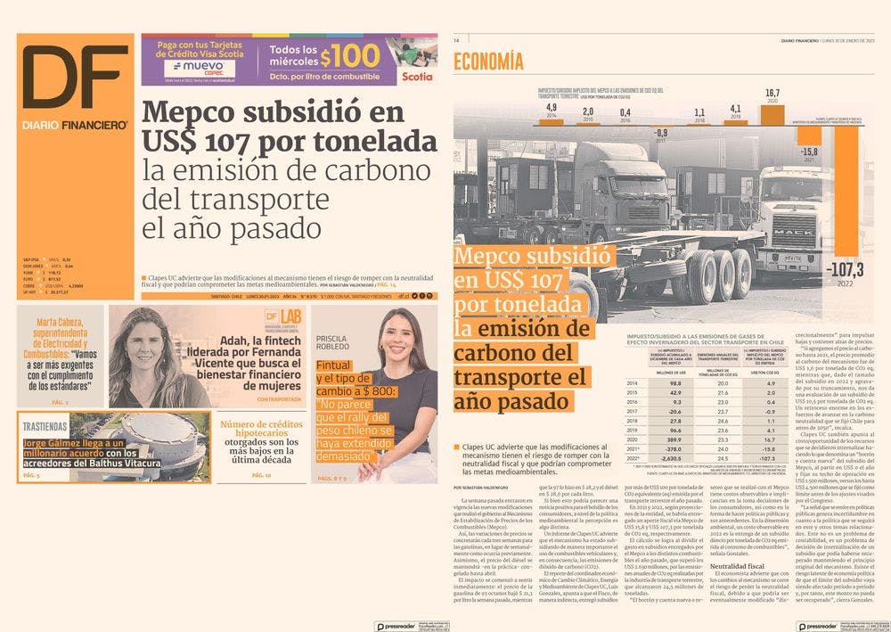 Mepco subsidió en US$107 por tonelada la emisión de carbono del transporte el año pasado