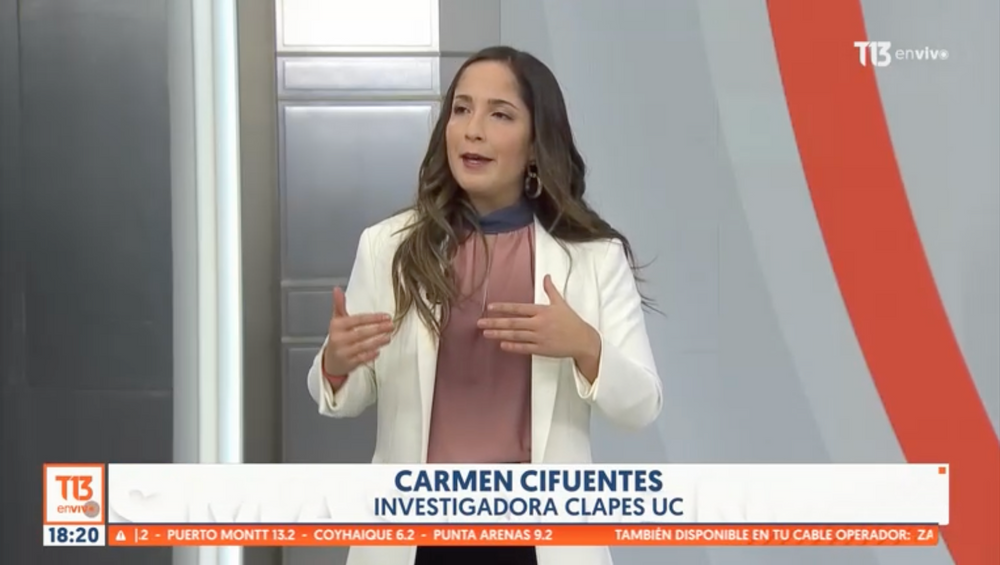 Entrevista a Carmen Cifuentes, investigadora CLAPES UC en Canal Trece