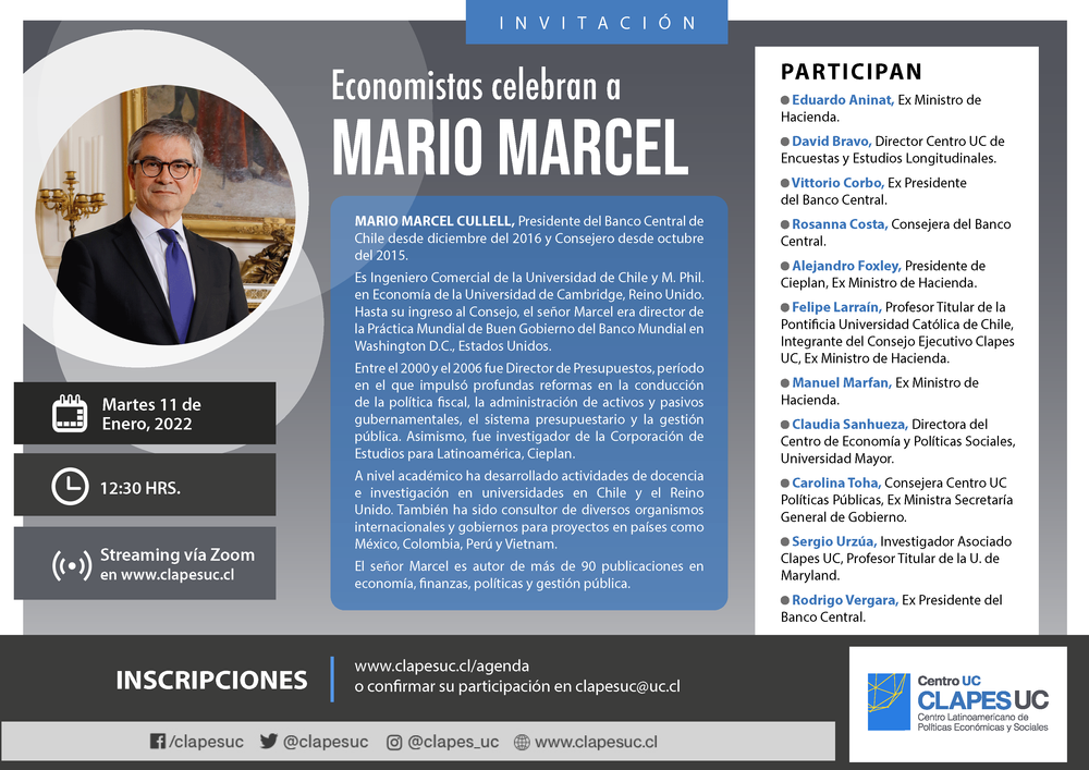 Ceremonia CLAPES UC: Economistas celebran a Mario Marcel