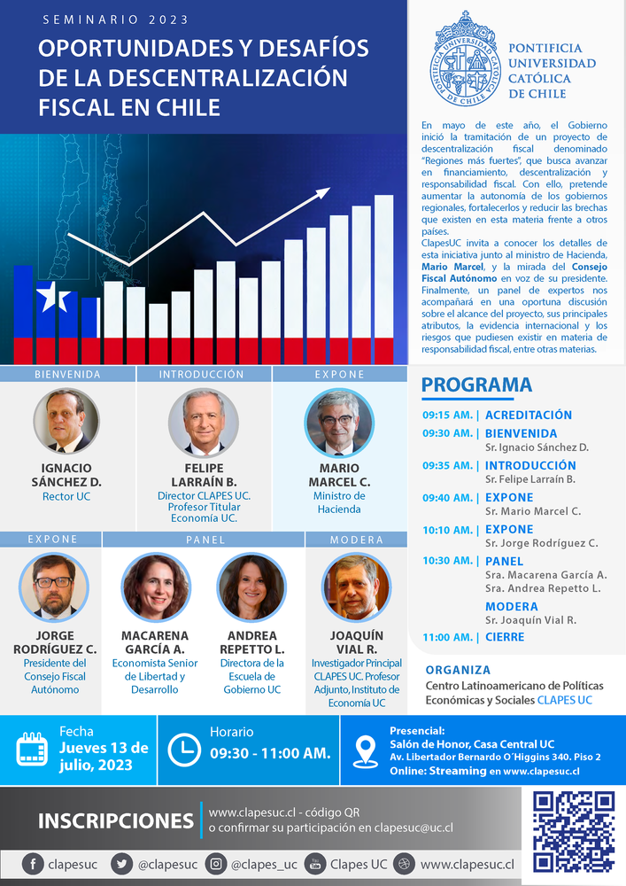 Seminario CLAPES UC: "Oportunidades y desafíos de la descentralización fiscal en Chile"