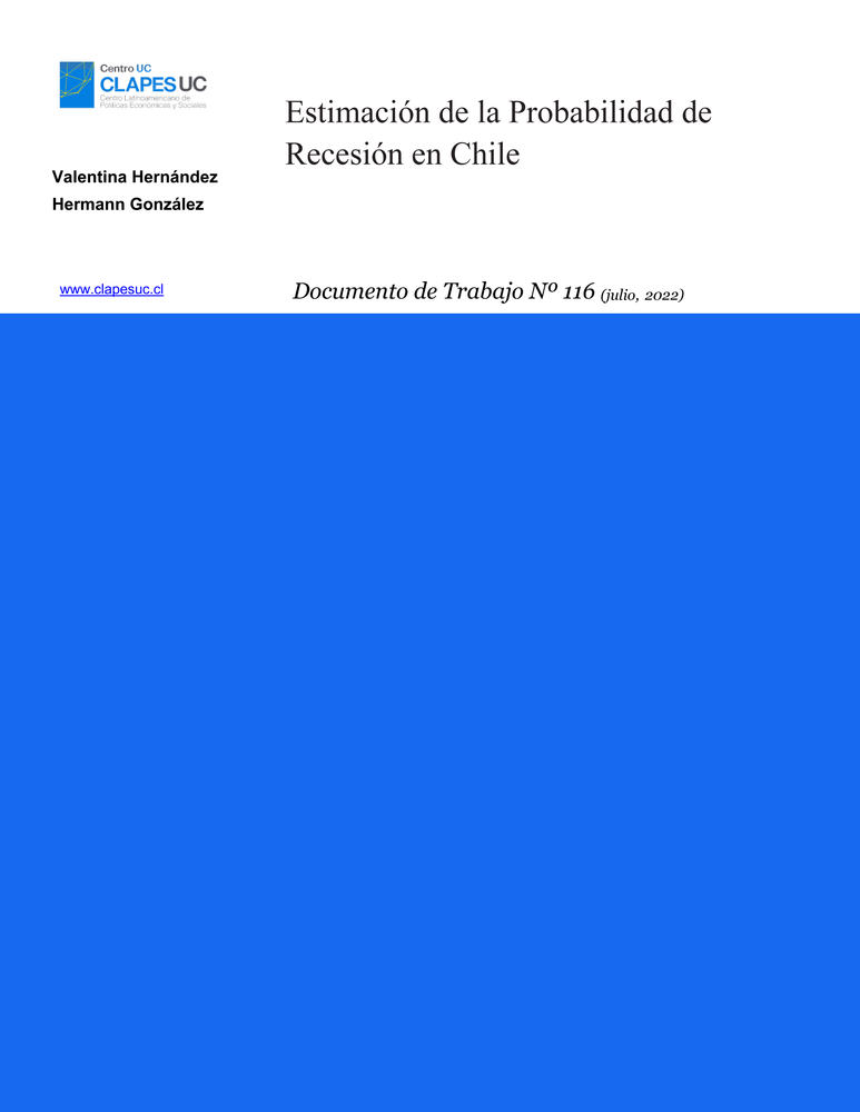 Doc. Trabajo N°116: "Estimación de la Probabilidad de Recesión en Chile"