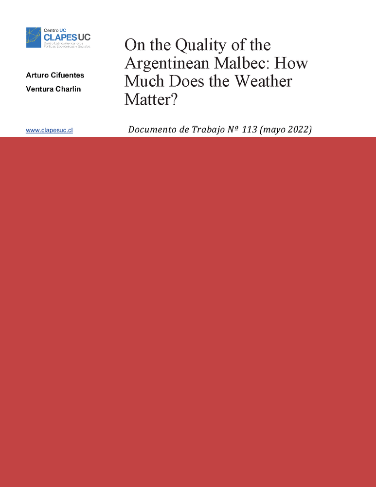 Doc. Trabajo N°113: "On the Quality of the Argentinean Malbec: How Much Does the Weather Matter?"