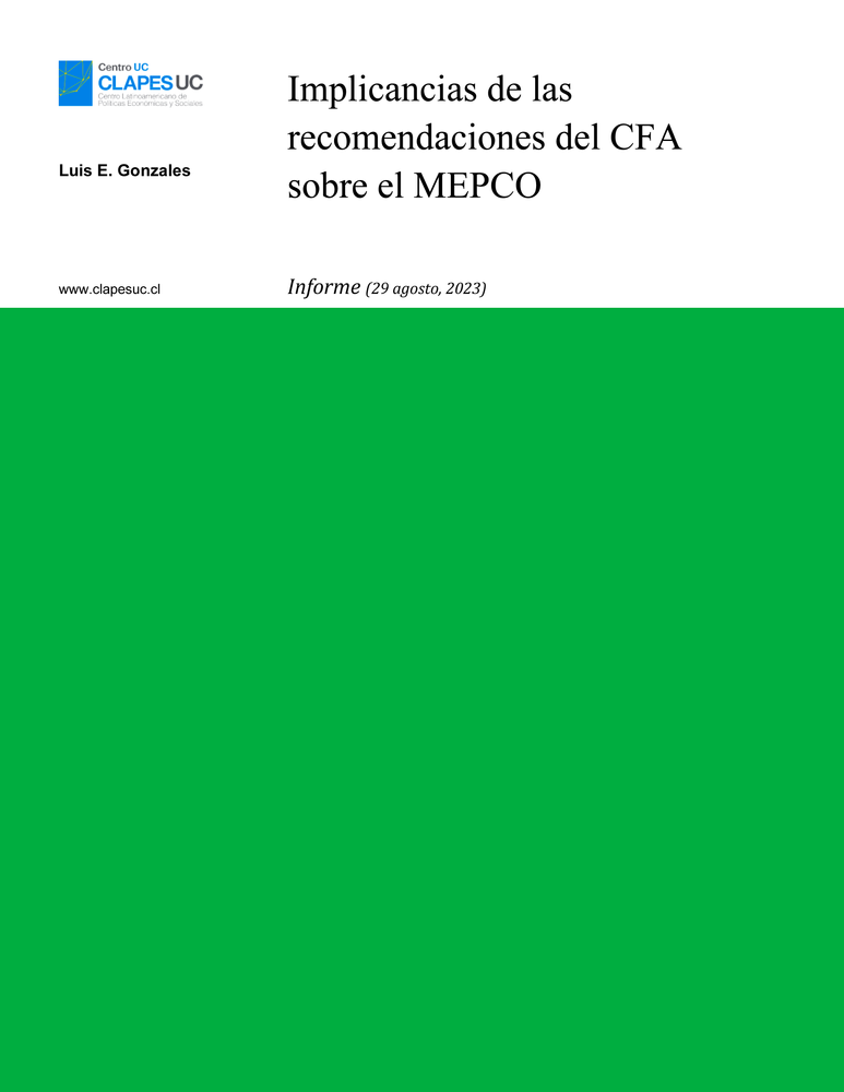 Informe MEPCO: "Implicancias de las recomendaciones del CFA sobre el MEPCO (29 agosto 2023)