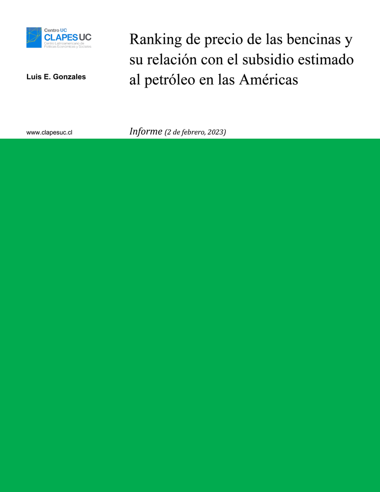 Informe MEPCO: "Ranking de precio de las bencinas y su relación con el subsidio estimado al petróleo en las Américas" (2 febrero 2023)